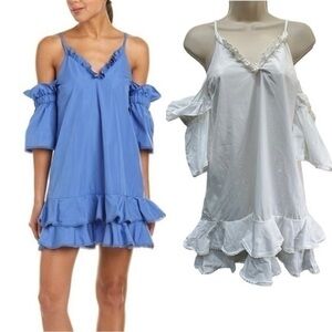N / Nicholas Cold Shoulder Ruffle Mini Shift Dress